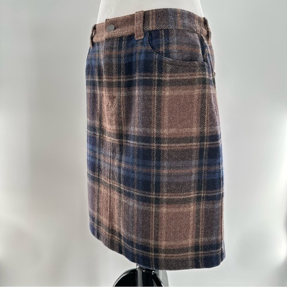 Eddie Bauer skirt size 8 multicolored 78% wool plaid Academia pencil equestrian - Picture 5 of 14